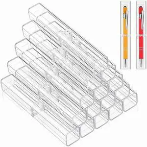 20 Pieces Plastic Clear Acrylic Pen Case, Gift Empty Pencil Boxes Plastic Pen Container For Student School Office Supply