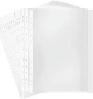 100Pages 11-Hole Sheet Protector Clear 11-Hole Sheet Protector Binder Pocket Paper File Letter Sheet Binder Sleeves 8 Silk