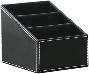 PU Leather Desk Stationery Organizer,Multi-Function Desk Storage Box For Office Pen,Cell Phone,Business Name Cards Black Durable