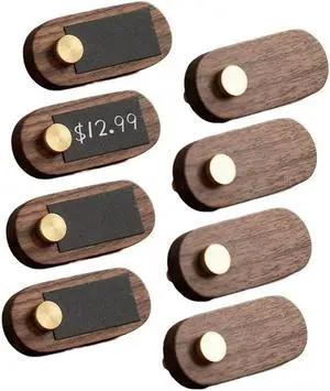 Retail Display Price Tag Stands, Mini Chalkboard Signs with Handmade Walnut Wood Tabletop Merchandise Pricing Displays
