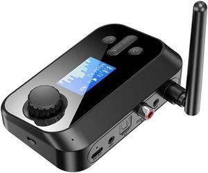 Bluetooth 5.1 Audio Receiver Transmitter 2-In-1 Fiber Coaxial Wireless Audio Adapter With Screen TF Card MP3 Player