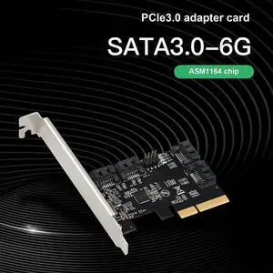 PCIE X4 To 4 Port SATA3.0 Expansion Card PCIE3.0 Adapter Card ASM1164 Chip Expansion Card PCIE To SATA Bootable SSD