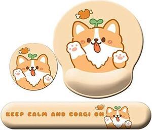 3-In-1 Cute Mouse Pad And Keyboard Wrist Rest Support Wrist Rest With Non-Slip Base With Coaster Yellow