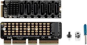 M.2 NVME-PCI-E X4 X8 X16 PCIE To SATA 6Gpbsx6-Port Adapter Card ASM1166 M.2 MKEY To SATA3.0 M.2 Riser Card