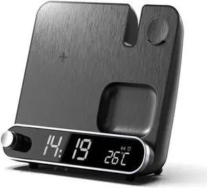 Multifunctional Wireless Charger Digital Clock 15W Fast Charging Dock Station for Phone Watch Headphone Rechargeable