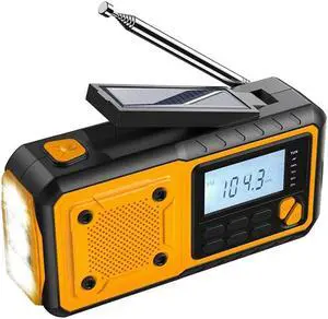 Emergency Solar Hand Crank Radio With 4000Mah Rechargeable Phone Charger,LED Flashlight,SOS Alarm For Outdoor Camping