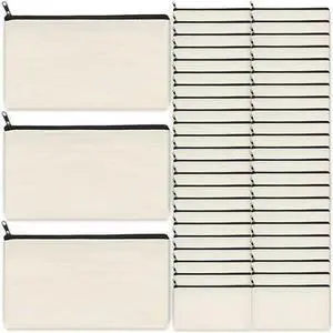 Blank DIY Craft Bag Canvas Pencil Case Blank Makeup Bags- Canvas Pencil Pouch Bulk Canvas Cosmetic Bag 45 Pack Durable