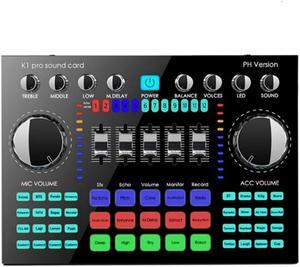 K1 Live Sound Card Portable Bluetooth Sound Card Profession Adjustable Volume Audio For Music Recording Karaoke Singing