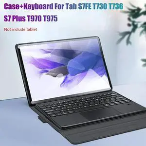 PU Case+Keyboard For Tab S7FE T730/T736/ S7 Plus T970/T975 12.4 Inch Tablet Case BT5.0 Keyboard With Touchpad