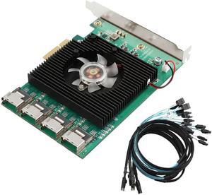 16 Ports SATA 6G PCI Express X4 Controller Card Marvell 88SE9215 Chipset PCIe SATA III 3.0 with Mini SAS to 4 Sata Cable