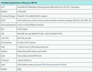 For PI BPI-R3 MT7986 2GB+8GB EMMC Development Board+2.5G Electric Port Module+Heat Sink+2XAntennas+Power US Plug