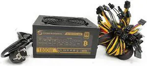 1800W GPU Mining Power Supply For BTC/BCH/ETC/ETH/LTC/XMR/XRP/ZEC For Crypto Coin Mining Miner, Support 6 Graphics Card For ATX