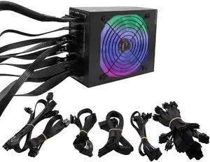 Fully Modular 2000w Computer Power Supply PSU 110V-240V with RGB BTC Mining ATX Support 7 GPU Graphics Card