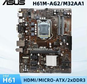 H61M LGA 1155 H61M-AG2/M32AA1/DP_MB Supports 2nd 3rd Gen Core i3 i5 i7 Processor 2x DIMM Max. 16GB DDR3 Micro ATX Mainboard