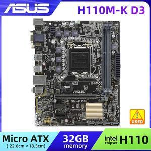 DDR4 Motherboard 1151 Socket H110M-K D3 Supports Core i3 7100 i5 7500 2x DIMMs Max. 32GB DDR4 Micro ATX Form Factor