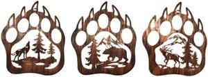 3PCS Bear Wall Decor Metal Bear Decor With Forest Mountain Pine Trees Rustic Cabin Hunting Bear Decorations
