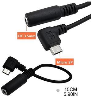 1pc 90 Degree Right Angle Micro USB 5 Pin Male To 3.5mm Female Jack AUX Audio Sync Headphone Adapter Cable Cord