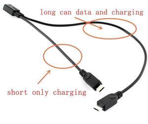 1PCS Micro USB 2.0 Splitter Y 1 Female to 2 Male Data Charge Cable Extension Cord For phone sync data cable