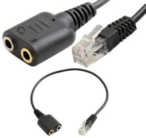 1PC 25cm RJ9 Male To Dual 3.5mm Female Plug Headset Jack Phone Audio Adapter Cable For PC Computer Headset Telephone Using