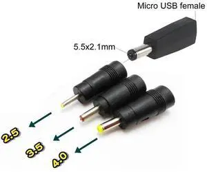 Micro USB Female to DC 5.5x2.1mm 3.5x1.35mm 2.5x0.7mm 4.0x1.7mm Male 5V Connector Adapter Power Supply for Router Camera