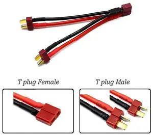 for Deans Parallel Connector Cable Dual Extension Y Splitter Silicone Wire T Plug Harness 1 Male to 2 Female Adapter