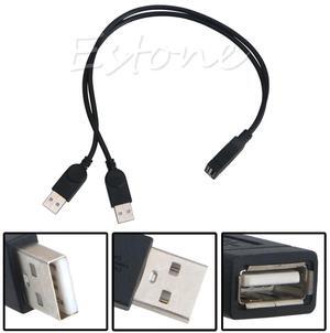1PCS 25cm USB 2.0 Cable USB Double Splitter Cable Female to USB 2 Male data Power Extension Cable one to two