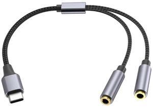 Type C to Dual 3.5mm Jack AUX USB C Male to 3.5 Female Share Music Audio 2 Earphone Adapter Splitter Y Extender for Tablet Phone