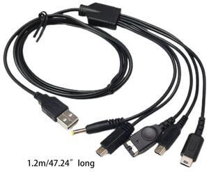 5 in 1 USB Charging Cable for 3DS XL NDS Lite NDSI LL WII U Charger for GBA for PSP 1000/ 2000 cable