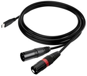USB Type C Male to 2 XLR Male Amplifier Stereo Audio Cable  for Smartphones Laptop