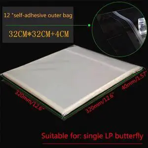 50Pcs 12" Vinyl Record Protecter LP Record Plastic Bags Anti-static Record Sleeves Outer Inner Plastic Clear Cover Container