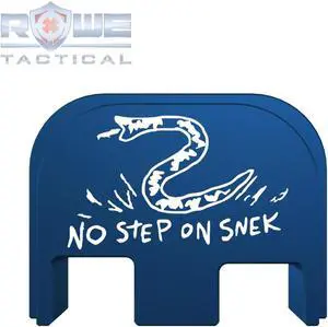 Rowe Tactical Rear Slide Cover Plate for Glock Gen 1-5 - Blue No Step On Snek - for Glock G17 G19 G21 G22 G23 G24 G26 G27 G29 G30 G31 G32 G33 G34 G35 G36 G37 G38 G39 G40 G41 G45