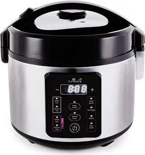 Yum Asia Kumo YumCarb Rice Cooker with Ceramic Bowl and Advanced Fuzzy Logic, (5.5 Cups, 1 Litre), 5 Rice Cooking Functions, 3 Multicooker Functions, 110V US Power (Light Stainless Steel)