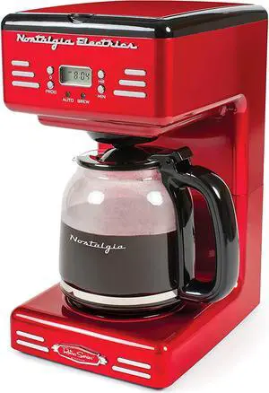 Nostalgia Retro 12-Cup Programmable Coffee Maker With LED Display, Automatic Shut-Off & Keep Warm, Pause-And-Serve Function, Red