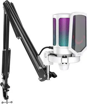 VoltSync Streaming Gaming USB Microphone Kit, PC Condenser RGB Mic Compatible with PS4/PS5, Plug and Play for Music Recording, Online Game, Discord, Twitch, with Pop Filter, Shock Mount-A6T White VoltSync Streaming Gaming USB Microphone Kit, PC Condenser RGB Mic Compatible with PS4/PS5, Plug and Play for Music Recording, Online Game, Discord, Twitch, with Pop Filter, Shock Mount-A6T White