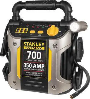 700 Peak Amp Automotive Jump Starter, Portable Power  Triple 15W USB Ports, 120 PSI Air Compressor