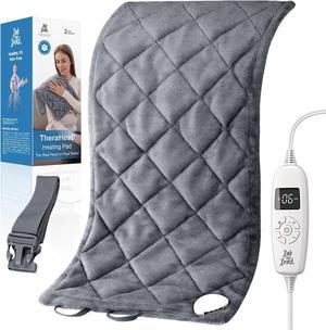 BOB AND BRAD Weighted Heating Pad with Far Infrared Therapy, Deeper Muscle Relief Adjustable Belts Heated for Neck and Shoulders, Leg, Back Pain & Cramps Relief, FSA HSA Eligible, 12"x24" (Gray)