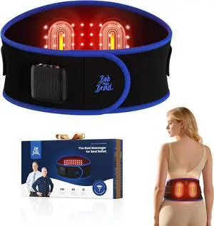 Bob and Brad Cordless Vibration Heating Pad for Lower Back with Red Light Therapy,4-in-1 Wireless Heating Pad Massage Belt for Muscle Recovery Pain Relief, Light & Adjustable, Idea Gift for Family