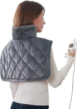 Bob and Brad Electric Heating Pad with Far-Infrared Therapy, Weighted Adjustable Heating Pad for Neck Shouder Muscle Pain Relief, FSA/HSA Eligible, Idea Gift for Men and Women, 20"x22" Gray