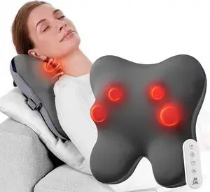 Bob and Brad EZBack Massager with Heat and Remote, Deep 3D Shiatsu with Soothing Heat Therapy for Back Neck Leg Pain Relief, Idea Gift for Men Women Father Mather
