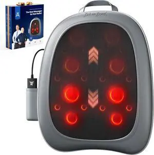 Bob and Brad Shiatsu Back Massager with Heat Therapy and Remote, Deep Tissue Neck Back Massager with Ergonomic Dual-Track for Pain Relief, 5-Speed Intensity Quiet Portable, Idea Gift for Men Women