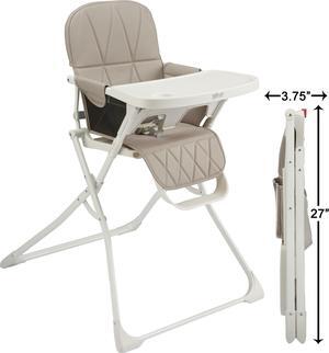 Primo PopUp Folding High Chair - Folds Flat to Store Easily, Travel and Stowable Folding High Chair, Taupe