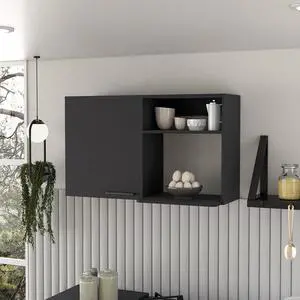 Kitchen wall cabinet, Bussolengo, Black -Black