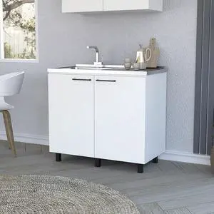 Utility sink cabinet, Burwood, White -White