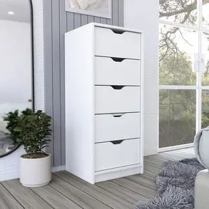 Dresser Kamran, Five Drawer Narrows -White