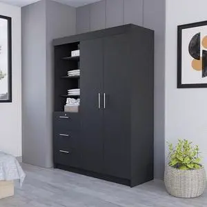 Armoire Rumanu, Three Drawers -Black