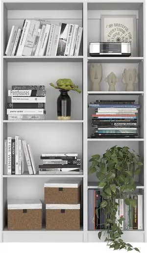 Benzoni Slim 2 Piece Living Room Set with 2 Bookcases, White