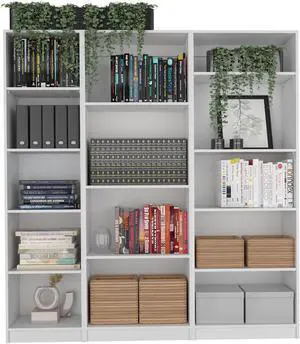 Tuin 3 Piece Living Room Set with 3 Bookcases, White