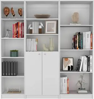 Simla 3 Piece Living Room Set with 3 Bookcases, White