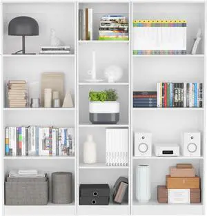 Trues 3 Piece Living Room Set with 3 Bookcases, White