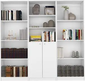 Oasis 3 Piece Living Room Set with 3 Bookcases, White